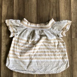 Vineyard Vines Neutral Striped Off the Shoulder Top M